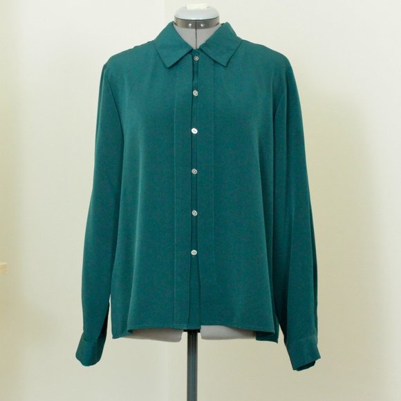 Vintage Green Button Down Blouse - Picture 1 of 6